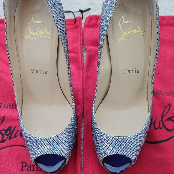 Christian Louboutin NEW VERY PRIVE 120 GLITTER DISCO BALL heels 35.5 like new - Picture 6 of 16